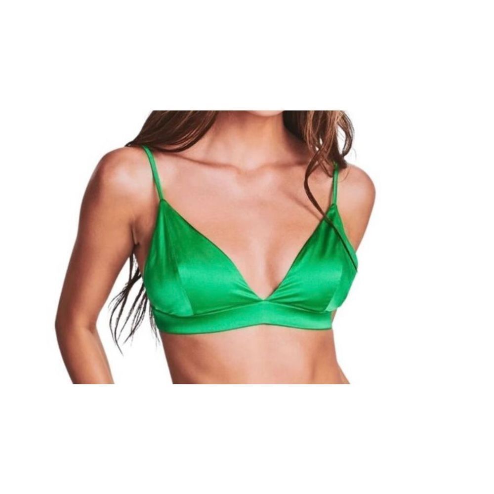 SER.O.YA Iris Silk Bralette in Kelly Green NWT size SMALL